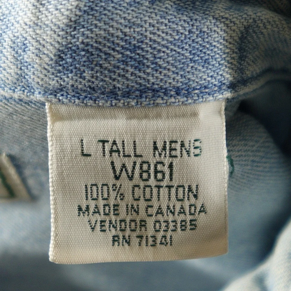 Vintage L.L. Bean Shirt Mens Large Tall Blue Denim Button Down Long Sleeve W861